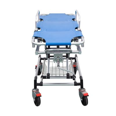 Lit de poussette d'ambulance bleue en alliage d'aluminium Poussette médicale de transport