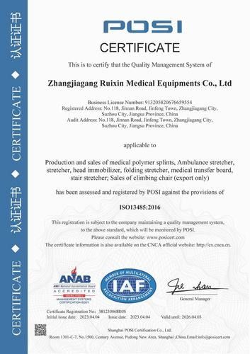 Chine Zhangjiagang Ruixin Medical Equipment Co., Ltd. certifications